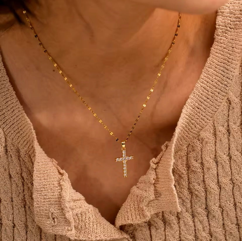 Gold Plated Cross Necklace | Unisex Cross Necklace | Grace Uncovered