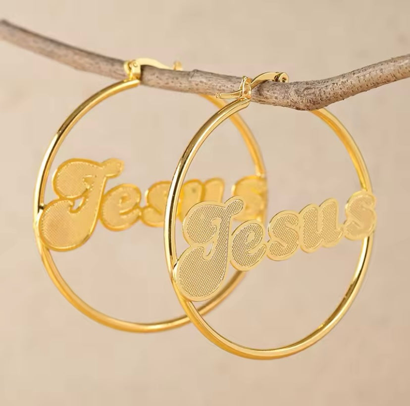 Jesus Hoop Earrings | Gold-Plated Hoop Earrings | Grace Uncovered