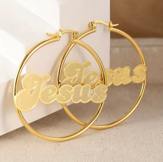 Jesus Hoop Earrings | Gold-Plated Hoop Earrings | Grace Uncovered